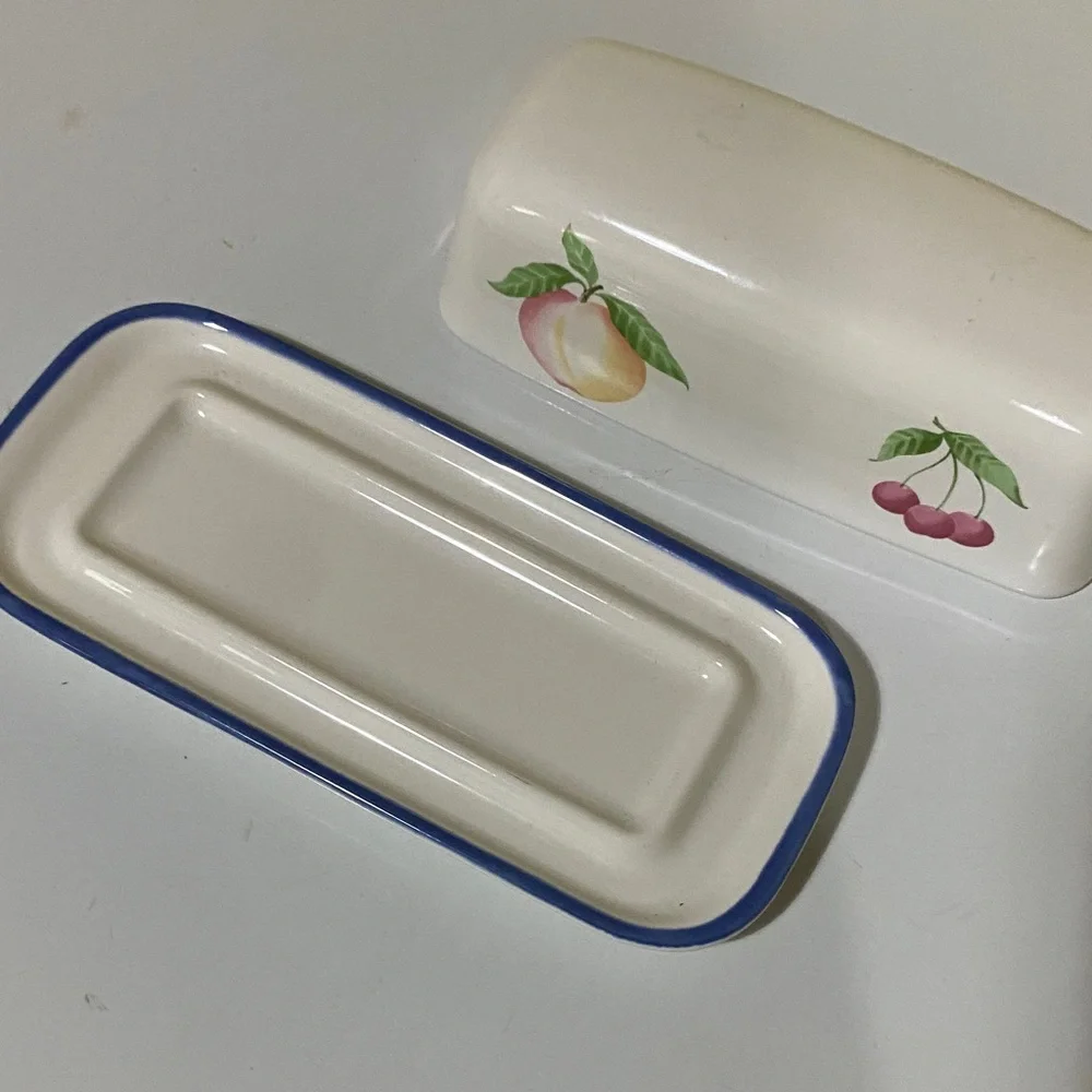 Pfaltzgraff Hopscotch Design Butter Dish Vintage